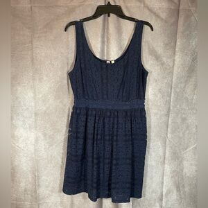 AUW Navy Blue Sleeveless Lace Scoop Neck Mini Dress | Size XL